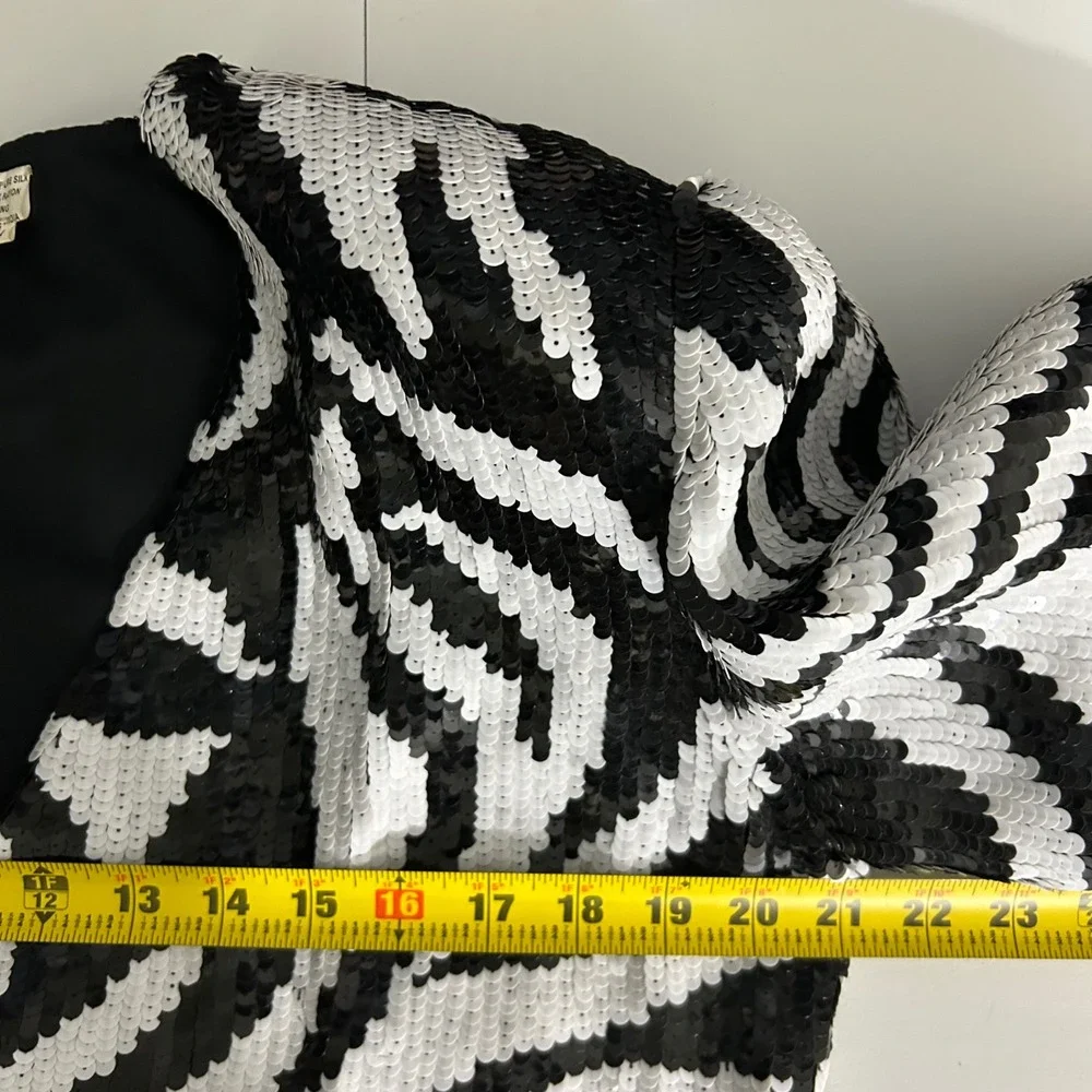 Vintage French Collizioni Zebra Silk  Sequin Double Breasted Blazer Womens Large
